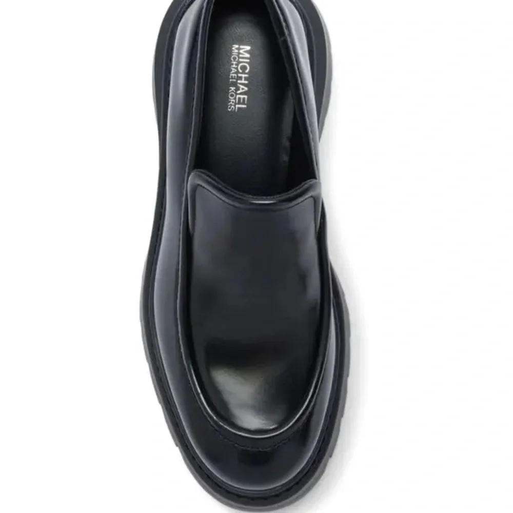 Michael Kors Shiloh Black Leather Lug Loafers Size 6.5 NWOT Grunge Goth Punk